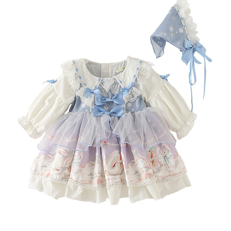 Kid Lolita Maid Dress Birthday Party OP 110cm light blue color 