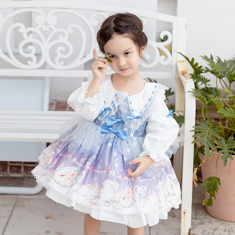 Kid Lolita Maid Dress Birthday Party OP 80cm light blue color 