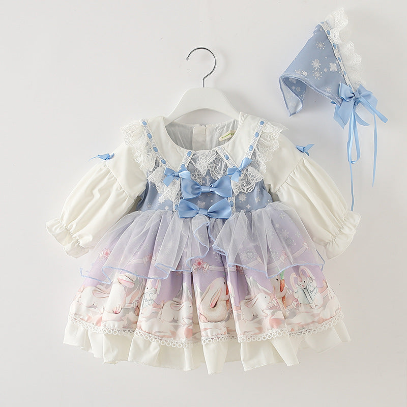 Kid Lolita Maid Dress Birthday Party OP 120cm light blue color 