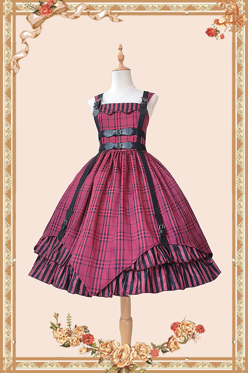 Infanta~Massacre~Classic Stripe Lolita JSK Dress S wine red 