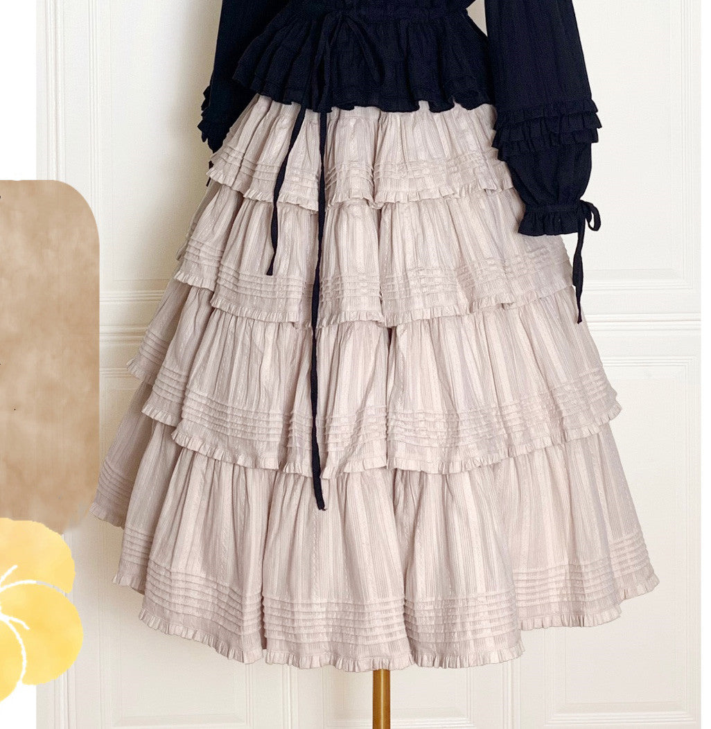 Boguta - Heidi Cotton Lolita Tiered SK Skirt M dark ivory