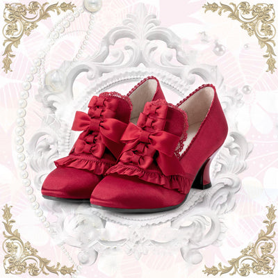 Iris Corolla~Queen Mary~Bows High Heels Lolita Shoes 35 red 