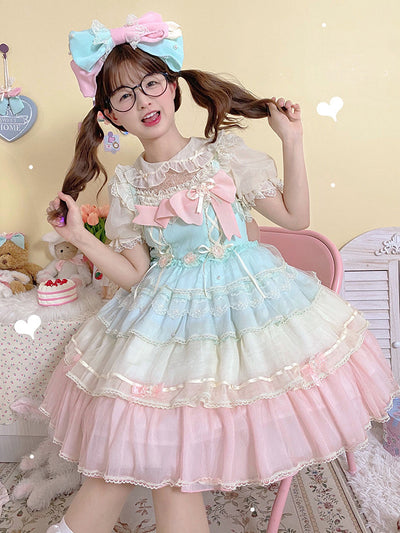 (BuyForMe) Alice Girl~Rainbow Tiered Sweet Lolita JSK Dress   