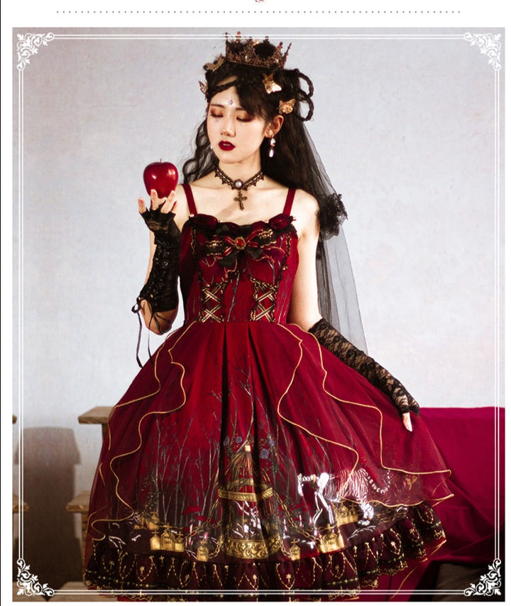 YingLuoFu Decay Forest Gothic Lolita Jumper Dress   