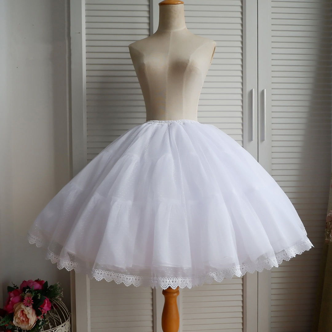 Boguta ~ 60m A-line 5 Layers White and Black Lolita Petticoat free size white 55cm 