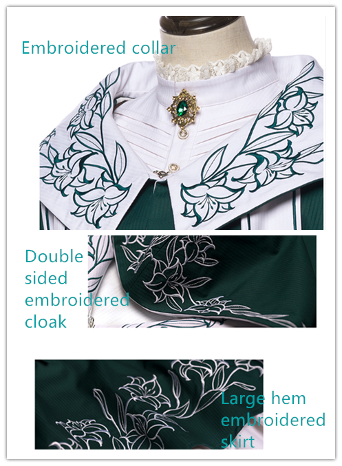 Youpairui~Lobnya~Gothic Nun Lolita Green OP Dress Set 2410:37285