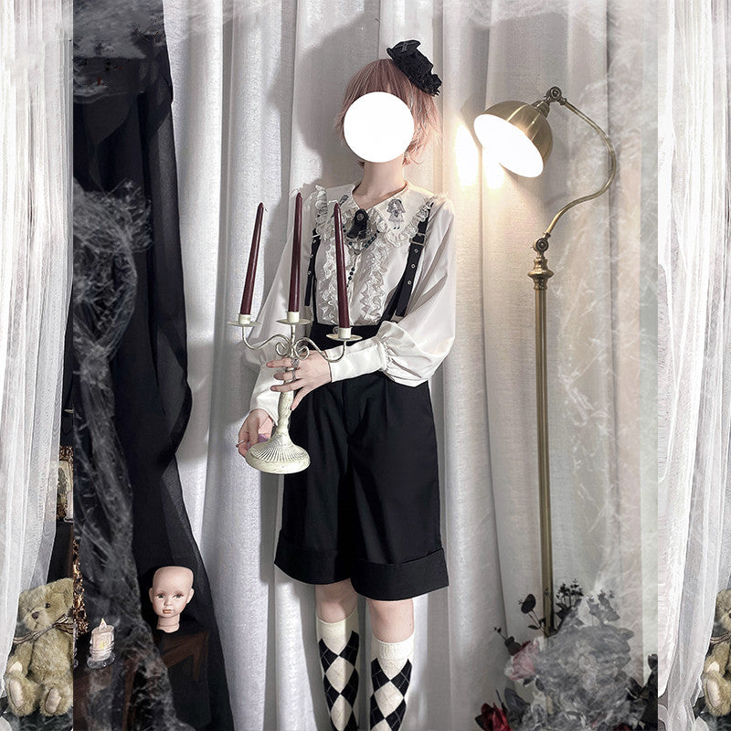 CastleToo - Corroding the Heart - Ouji Lolita Shirt Suspenders Shorts