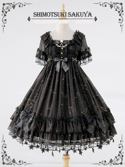 Sakuya Lolita~Whisper of Stars~Constellation Black Lolita OP Dress L black OP+KC 