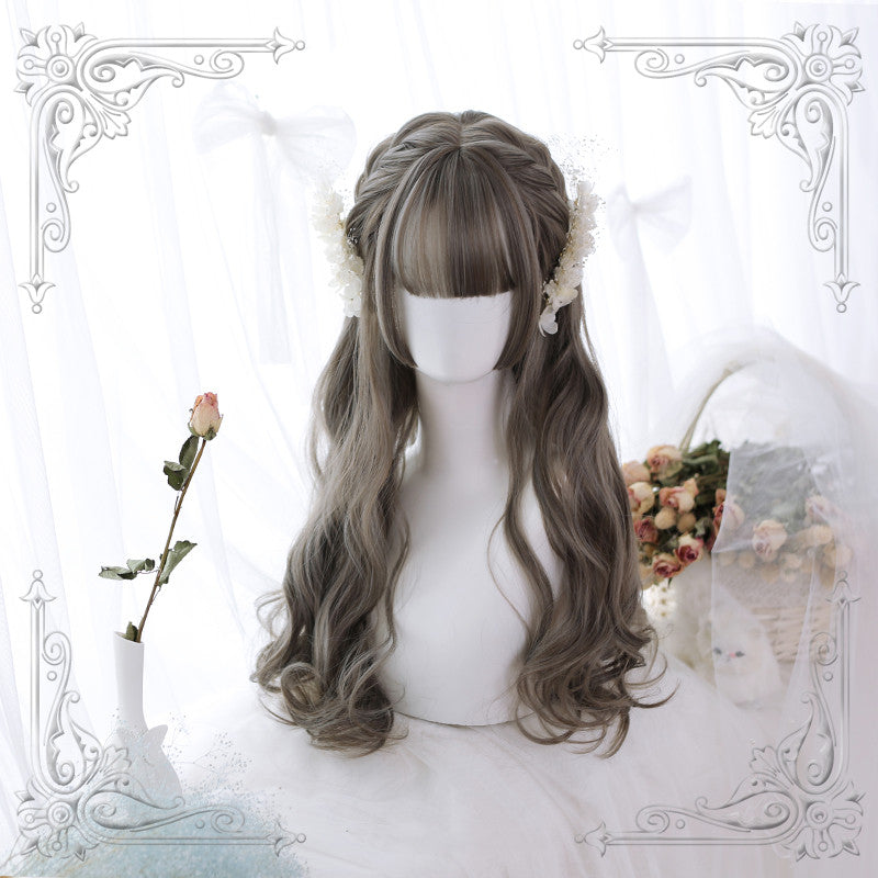 Dalao Home~Curly Lolita Wig 65cm Multicolors free size green wood linen gray+wig net(02-16) 