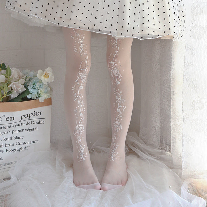 Roji roji~Japanese Style Lolita Tights free size white 