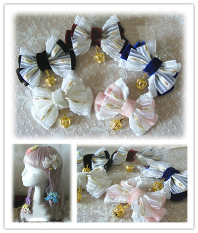 Foxcherry-Sweet Lolita Bow Lace Hairclip Multiple Colors   