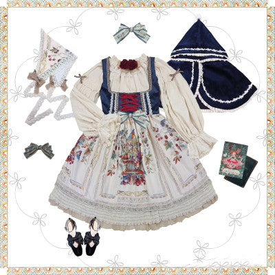 Miss Point~Praise of Abundance~Bavarian Velvet Lolita Jumper Skirt XS ivory chest-support style 