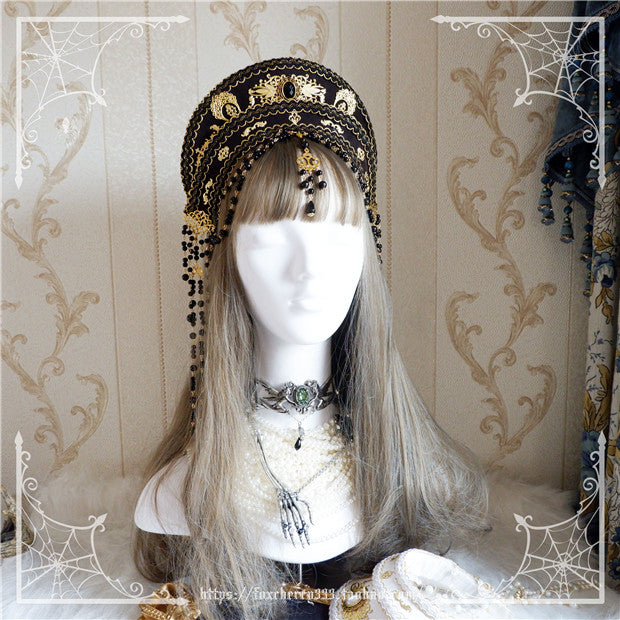 Fox Cherry-Lolita Palace Retro Hair Ornament Hair Crown free size black 