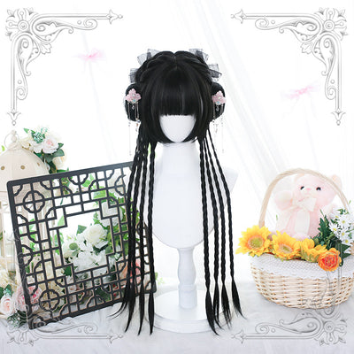 Dalao Home~Chinese Style Double Ponytail Lolita Wig natural black 1  