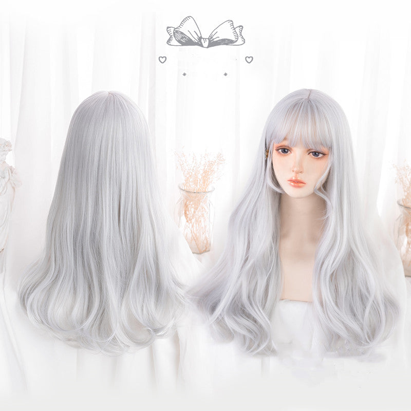 Hengji - 60cm Long Silver White Wavy Cos Wig