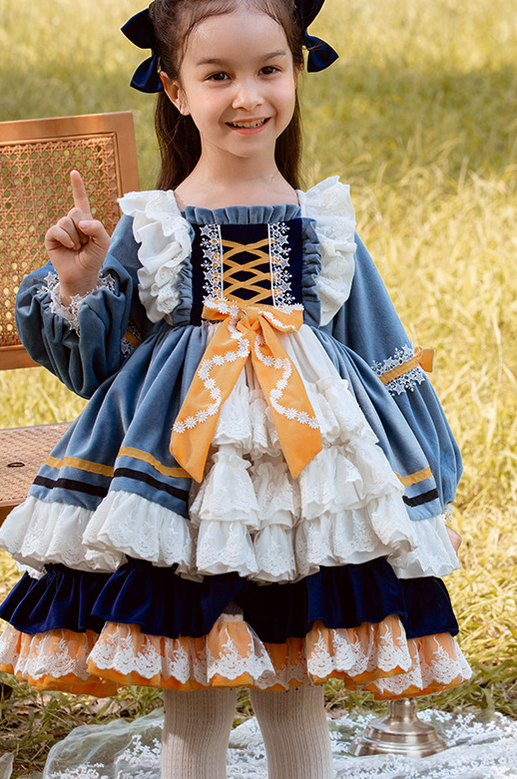 Kid Lolita Blue Princess Dress Flounce Hemline   