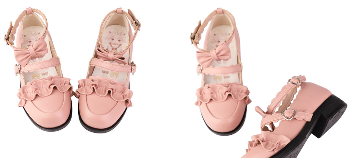 Sheep Puff - Kawaii Lolita Shoes Multicolors 35 02 pink