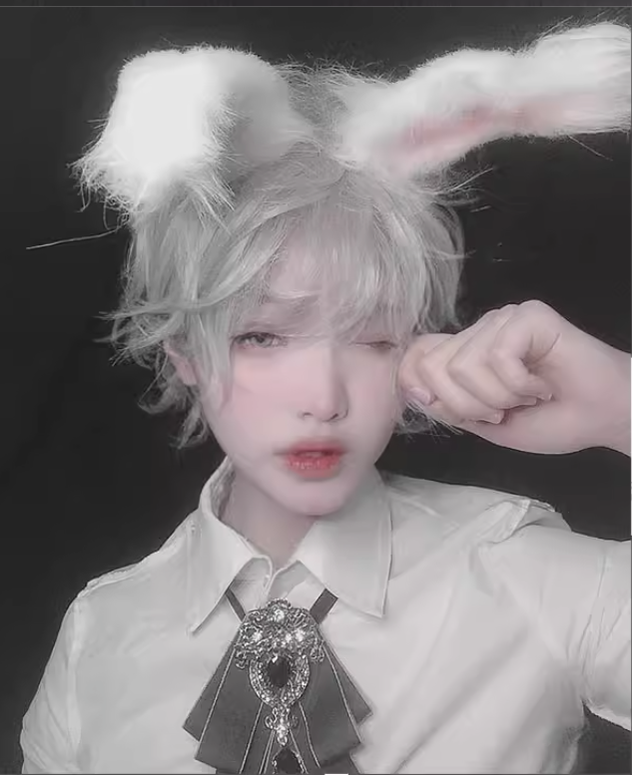 PippiPalace~Mr. Rabbit~Gray Slightly Short Curly Wig   