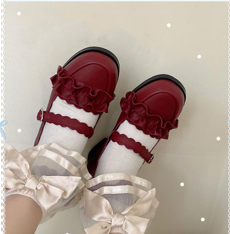 Sheep Puff~Mei Lulu~Lolita Japanese Lace Single Shoes   