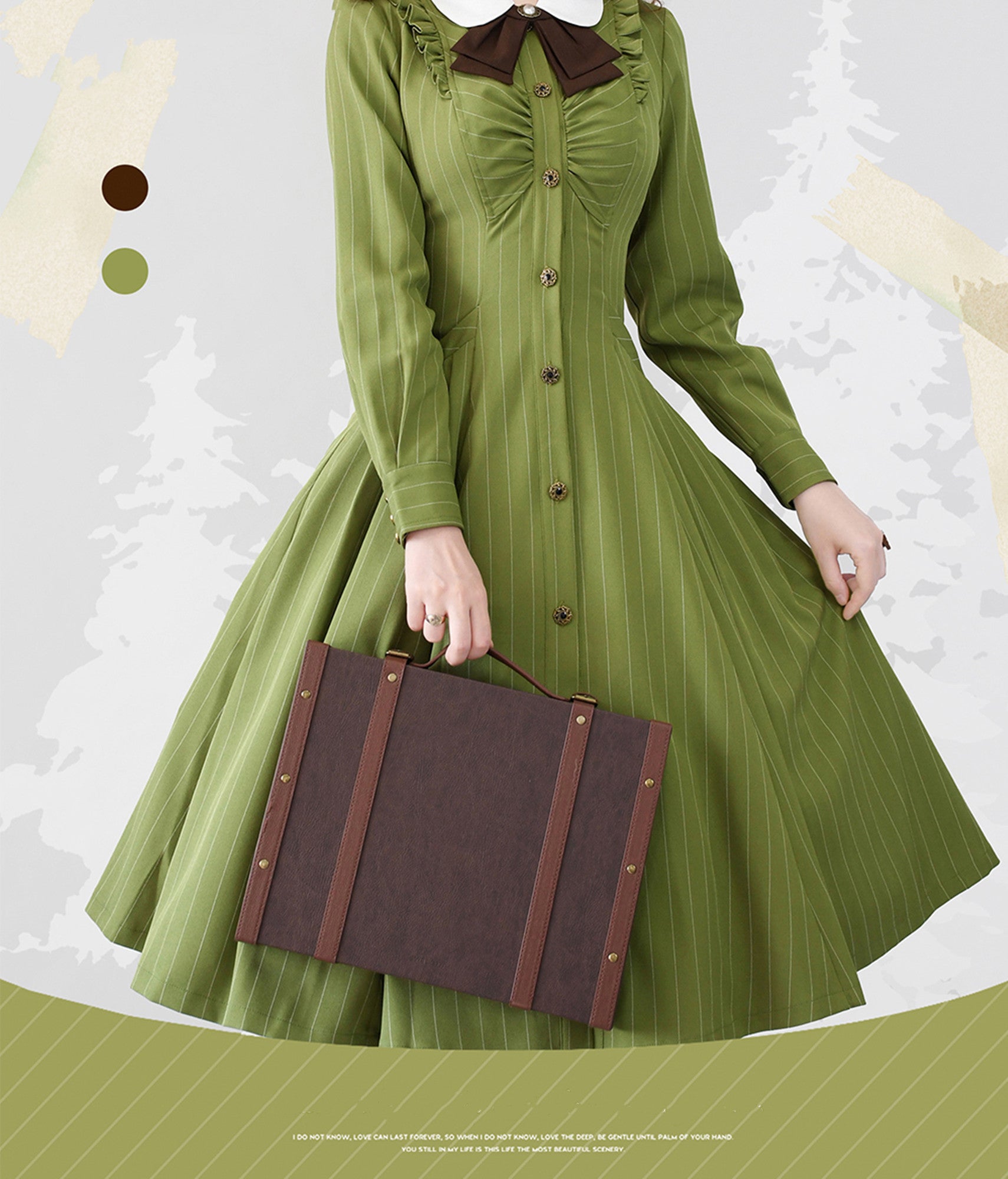 Forest Wardrobe - Winter Lolita Classic Front Open Stripe OP