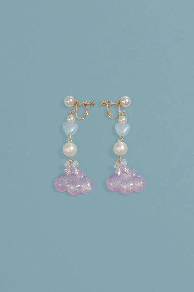 (Buyforme)Moonlight Tavern~Dessert Unicorn Sweet Lolita Accessories clouds handmade purple earrings free size 