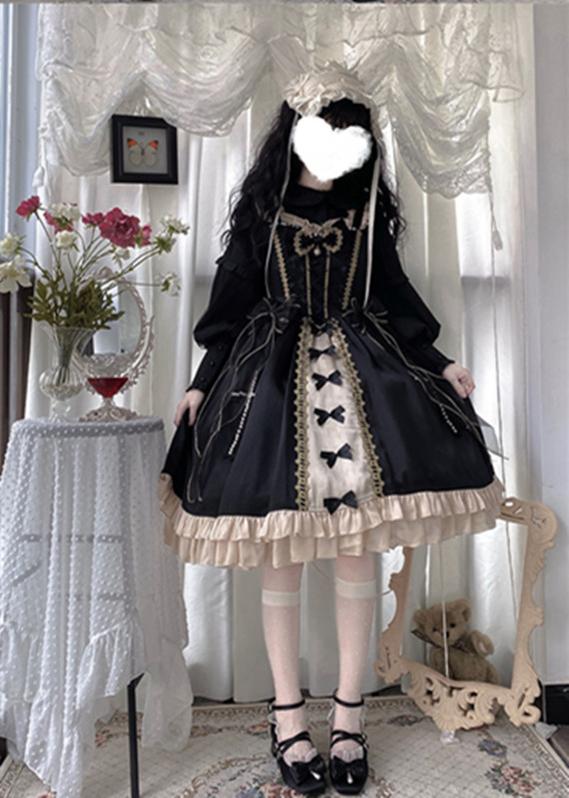 CastleToo~Starry Night Ballet~Black Gold Lolita Jumper Skirt   