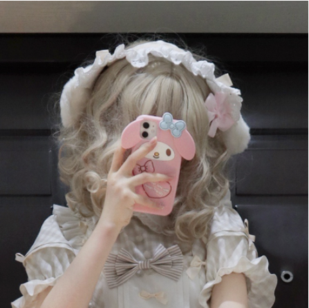 Sweet Japanese Style Lolita Headwear Multicolors free size alice bunny-apricot 