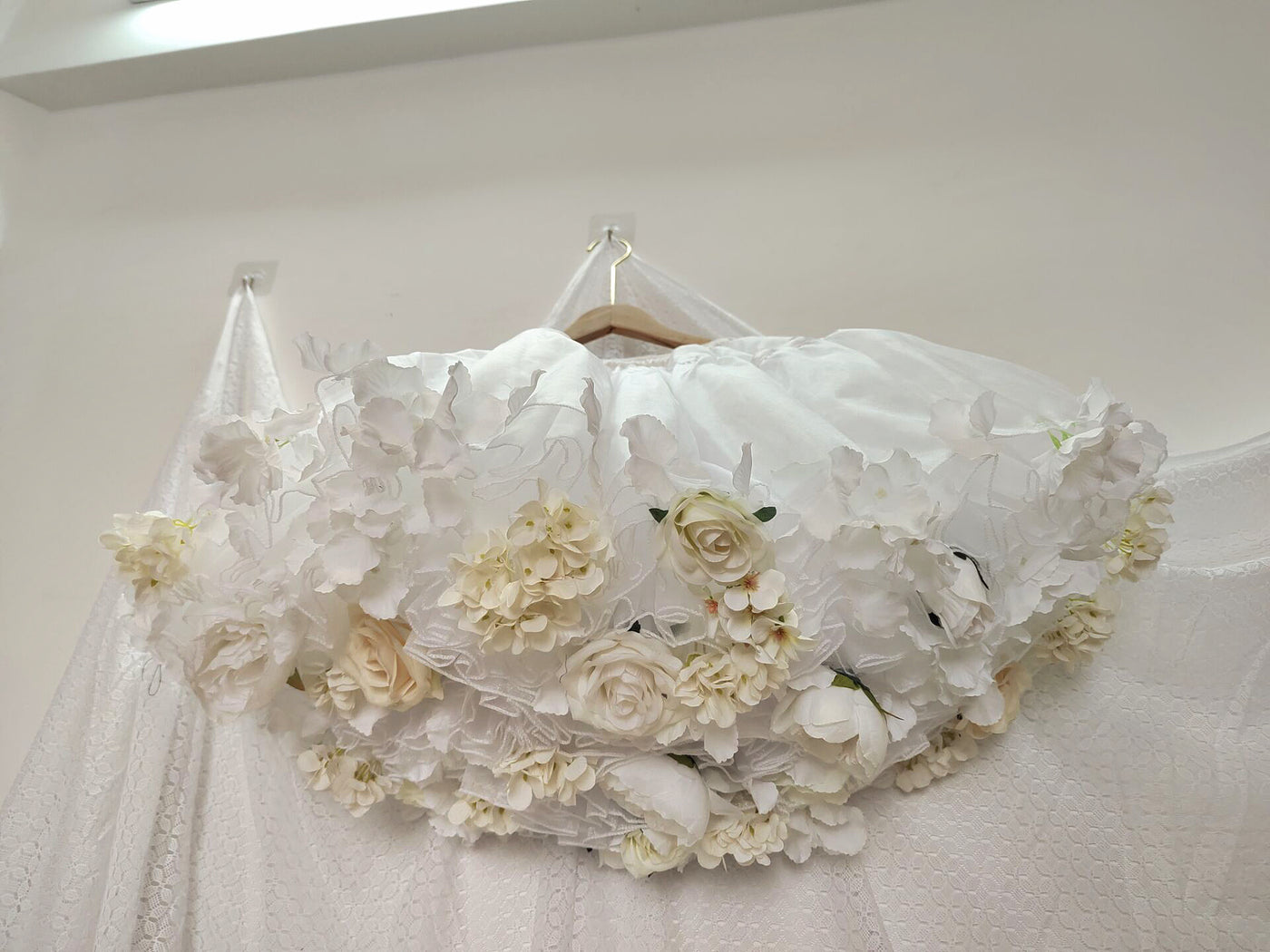 Sky Rabbit~Harvest Spring~35cm/45cm Flower Lolita Petticoat free size white+beige 35cm