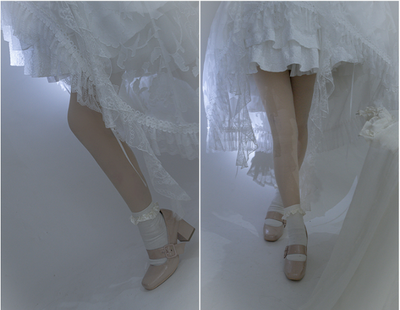 With PUJI~White Lover~Elegant Shiro Lolita Jumper Dress   
