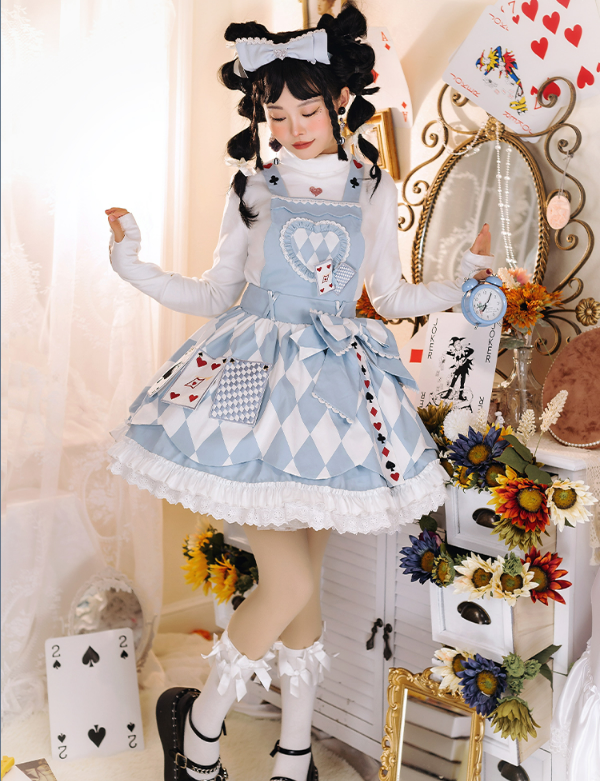 With PUJI~Alice in Wonderland~Poker Lolita Salopette Dress   