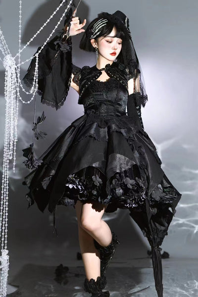 Sky Rabbit~Harvest Spring~35cm/45cm Flower Lolita Petticoat free size black+black 35cm