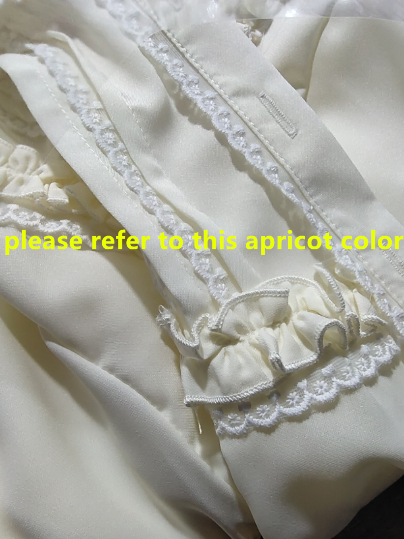 Yilia - Summer Short Sleeve Lace Lolita Blouse XS beige