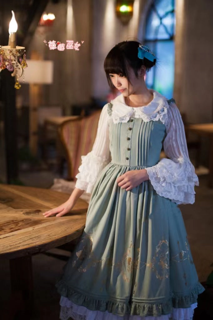 Strawberry Witch~Alice in Wonderland~Classic Lolita JSK Dress custom size grass green 