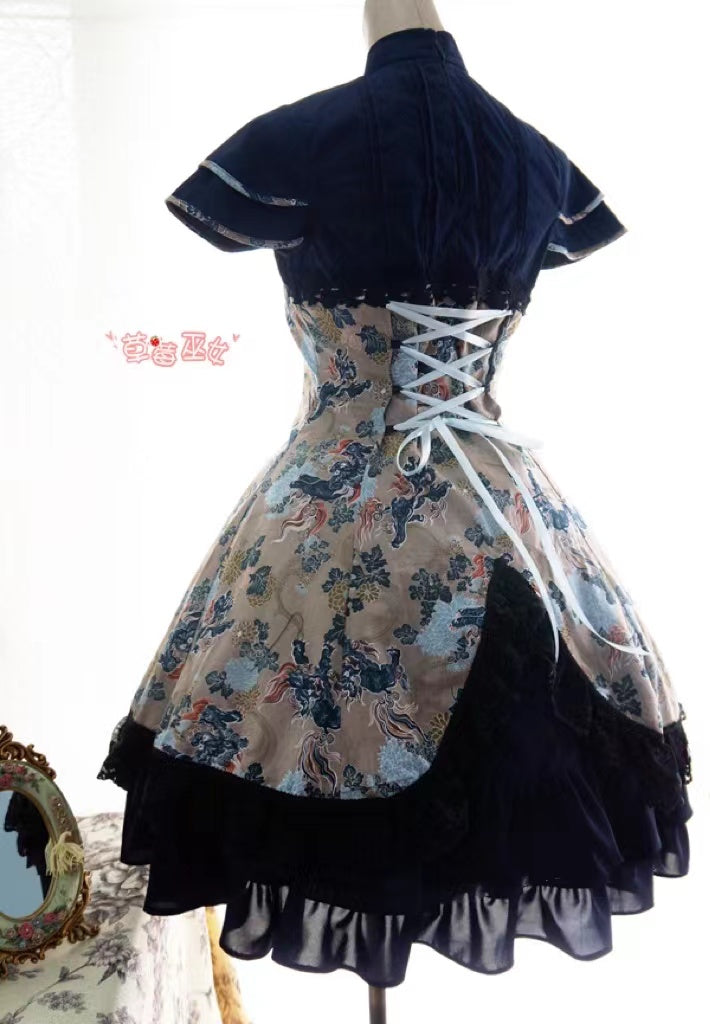 Strawberry Witch~Qi Lolita Style Cotton OP Dress   