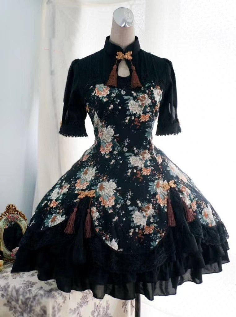 Strawberry Witch~Floral Qi Lolita OP Dress   