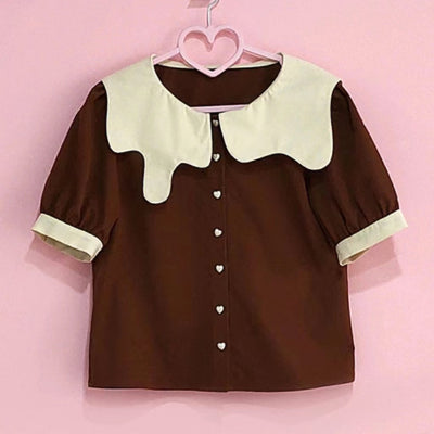 Pumpkin Cat~Chocolate Short Sleeve Lolita  Blouse S chocolate blouse 