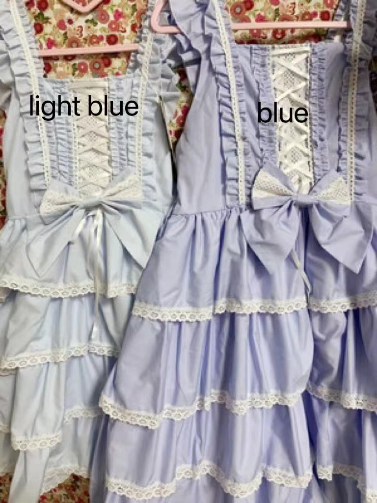 Ilovexiaolu - Princess Tata Kawaii Solid Color Lolita JSK S Long blue