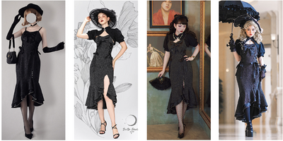 ZeeYe~Fishtail Skirt Lolita JSK Dress XS long black