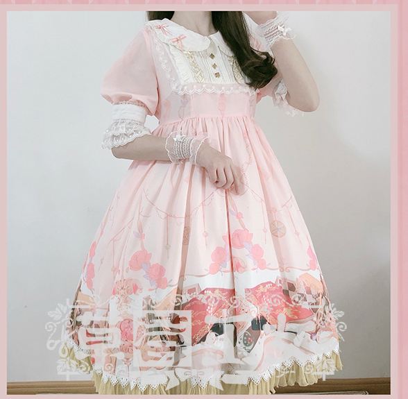 Strawberry Witch~Clock Adventures~Casual Lolita OP Dress   