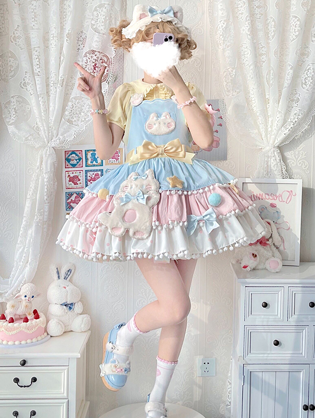 Alice Girl~Candy Cat~Sweet Lolita Dress Lovely Salopette   