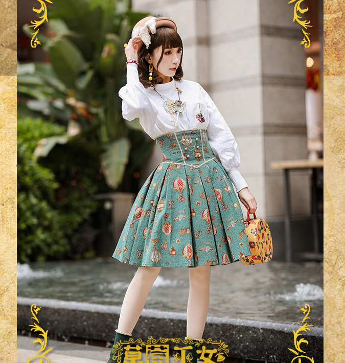 Strawberry Witch - Mechanical Balloon - Lolita Fish-bone SK Skirt