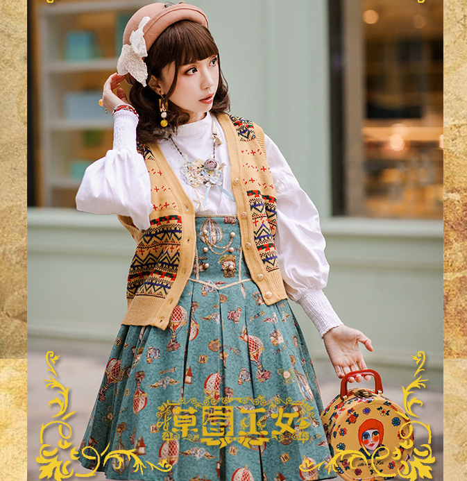 Strawberry Witch - Mechanical Balloon - Lolita Fish-bone SK Skirt