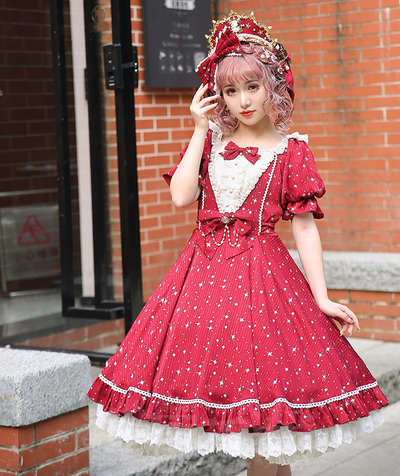Strawberry Witch~Midsummer Star~Hot Silver Lolita OP Dress   