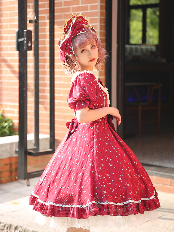 Strawberry Witch~Midsummer Star~Hot Silver Lolita OP Dress   