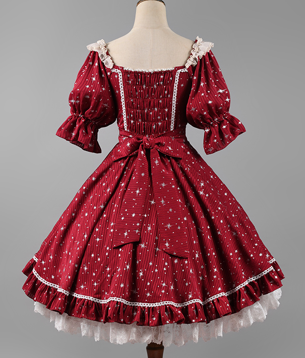 Strawberry Witch~Midsummer Star~Hot Silver Lolita OP Dress   