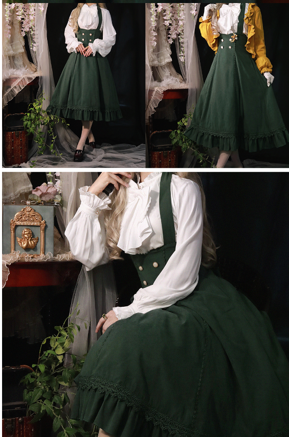 Forest Wardrobe - South of the Forest - Vintage Lolita Halter JSK Dress, French Style Blouse 630:33692
