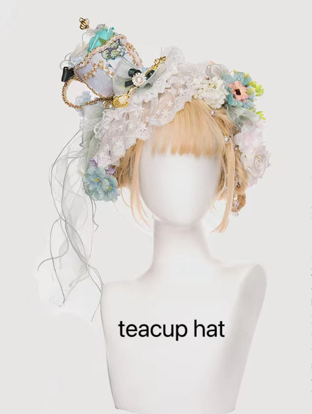 Youpairui~Sylph~Classic Lolita Tea Party Green Jumper Dress Free size teacup hat 