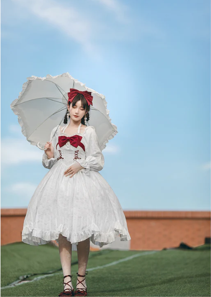 With PUJI - Romantic Dating - Halter Neckline Lolita OP Dress