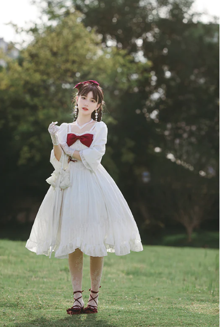 With PUJI - Romantic Dating - Halter Neckline Lolita OP Dress