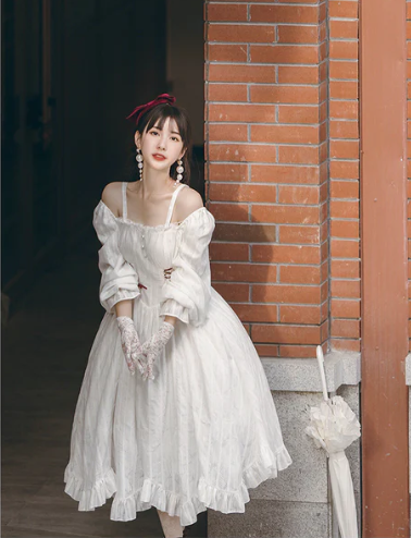 With PUJI~Romantic Dating~Halter Neckline Lolita OP Dress   